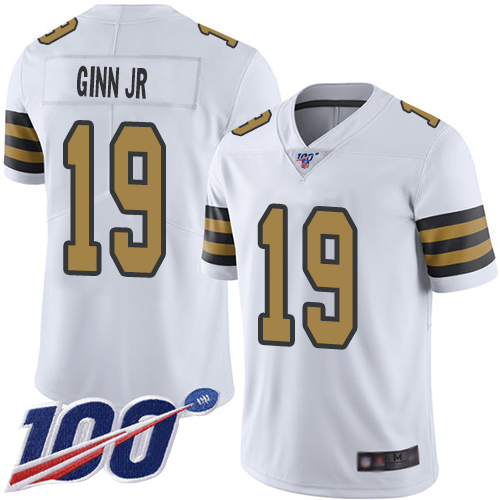 Men New Orleans Saints Limited White Ted Ginn Jr Jersey NFL Football 19 100th Season Rush Vapor Untouchable Jersey
